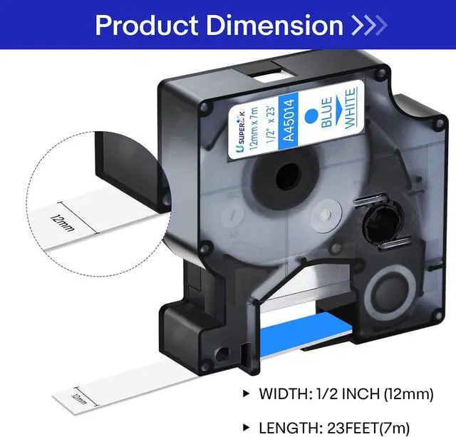 Alt view image 2 of 7 - 40 Pack Compatible for Dymo D1 Label Tape 45014 S0720540 Refill Blue on White 1/2 inch x 23 feet Labeling Tape for LabelManager PnP 160 210D 260P 280 360D 420P 450D ColorPop Label Maker