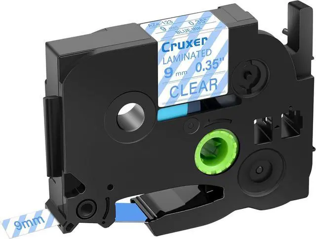 Main image of Cruxer 40 Pack Replacement for P-Touch TZe-123 TZ-123 Label Tape Blue Text on Clear Laminated 9mm 0.35" Compatible with Ptouch PT-D200 PT-D210 PT-D400 PT-D450 PT-D600 PT-H100 PT-1230PC Label Maker
