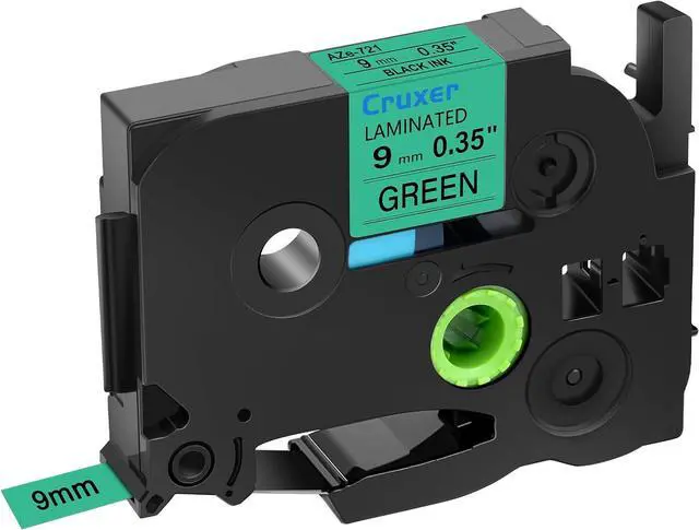 Main image of Cruxer 40 Pack Replacement for P-Touch TZe-721 TZ-721 Label Tape Black Text on Green Laminated 9mm 0.35" Compatible with Ptouch PT-D200 PT-D210 PT-D400 PT-D450 PT-D600 PT-H100 PT-1230PC Label Maker