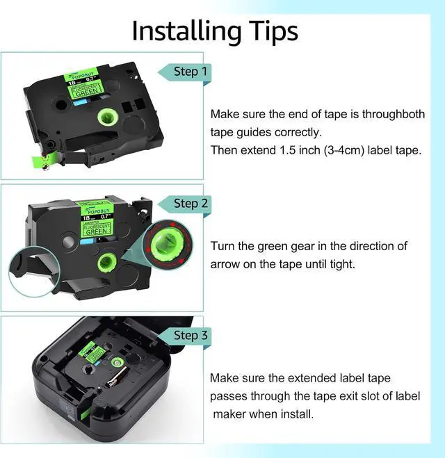 Alt view image 4 of 7 - 40 Pack TZ TZe 18mm 0.7 inch Laminated Green Tape Compatible for Brother P-Touch TZ-D41 TZe-D41 3/4" Label Tape for PT-D400 D400AD D400VP D410 D450 Label Maker, Black on Fluorescent Green