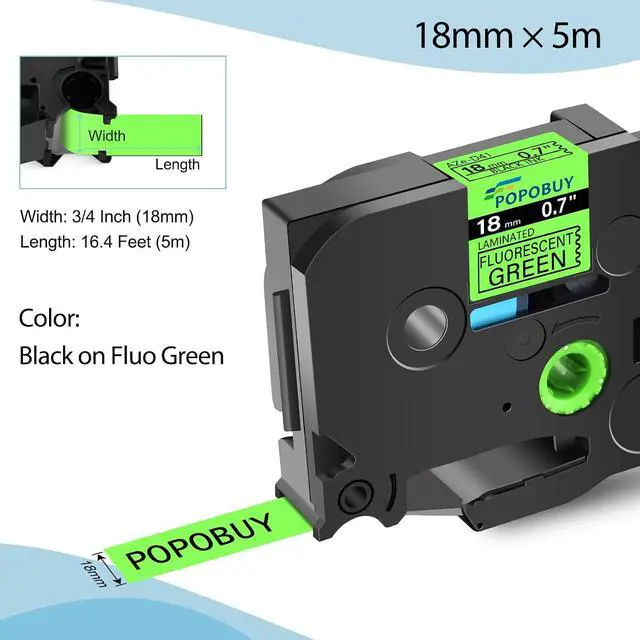 Alt view image 2 of 7 - 40 Pack TZ TZe 18mm 0.7 inch Laminated Green Tape Compatible for Brother P-Touch TZ-D41 TZe-D41 3/4" Label Tape for PT-D400 D400AD D400VP D410 D450 Label Maker, Black on Fluorescent Green