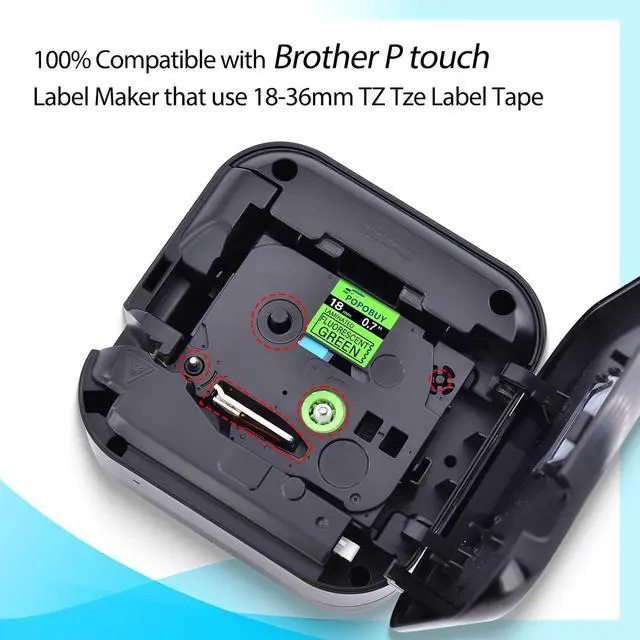 Alt view image 3 of 7 - 40 Pack TZ TZe 18mm 0.7 inch Laminated Green Tape Compatible for Brother P-Touch TZ-D41 TZe-D41 3/4" Label Tape for PT-D400 D400AD D400VP D410 D450 Label Maker, Black on Fluorescent Green