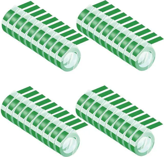 Main image of 40 Pack Compatible for Dymo 520103 9mm 3D Plastic Embossing Label Tape 3/8'' Green on White Emboss Labels for Organizer Xpress 12966 1550 1595 1570 Office Mate MoTEX Label Makers