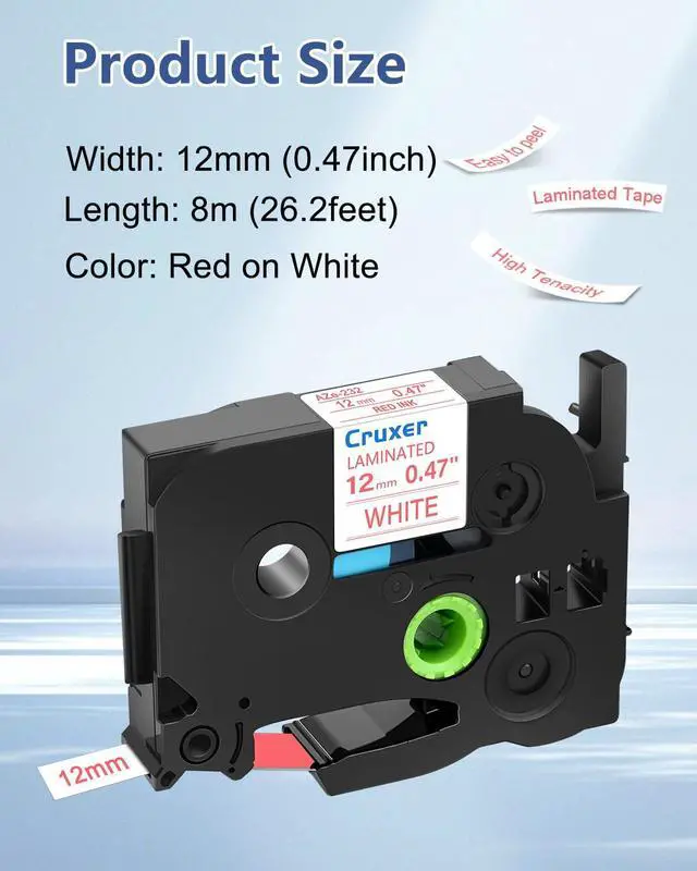 Alt view image 2 of 5 - Cruxer 40 Pack Replacement for P-Touch TZe-232 TZ-232 Label Tape Red Text on Clear Laminated 12mm 0.47" Compatible with Ptouch PT-D200 PT-D210 PT-D400 PT-D450 PT-D600 PT-H100 1230PC Label Maker