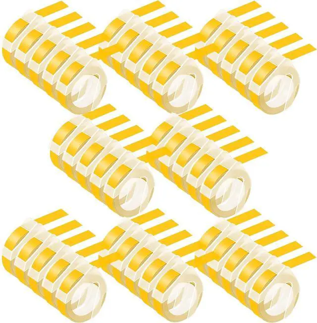 Main image of 40 Pack Compatible for Dymo 521208 12mm 3D Plastic Embossing Label Tape 1/2'' Yellow on White Emboss Labels for Organizer Xpress 1575 1595 1570 Office Mate MoTEX Label Makers