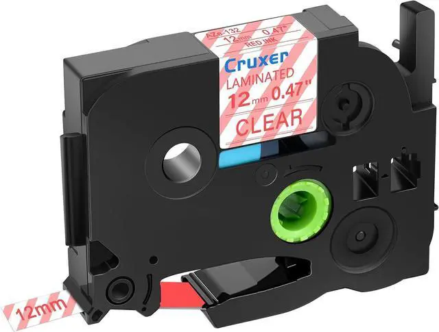 Main image of Cruxer 40 Pack Replacement for P-Touch TZe-132 TZ-132 Label Tape Red Text on Clear Laminated 12mm 0.47" Compatible with Ptouch PT-D200 PT-D210 PT-D400 PT-D450 PT-D600 PT-H100 1230PC Label Maker