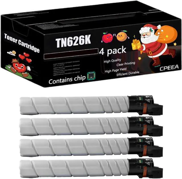 Main image of Compatible for Konica Minolta TN626K TN626C TN626M TN626Y Toner Cartridge Work for Konica Minolta bizhub 451i 551i 651i C450i C550i Printers (4 Pack Black)