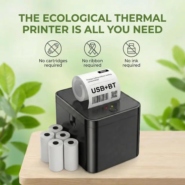 Alt view image 6 of 7 - 58mm Portable Thermal Printer with 5 Rolls, POS Receipt and Label Printer, Compatible with Android/Windows, On-the-Go Mobile Printing for Business, Delivery, and Logistics