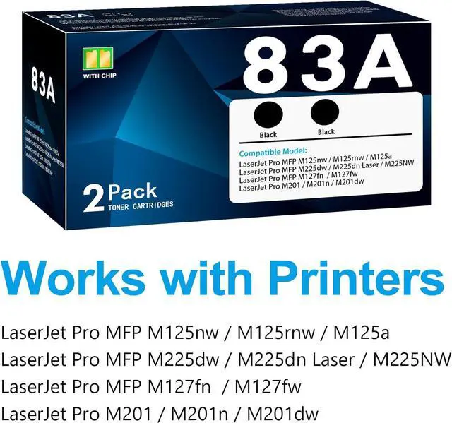 Alt view image 2 of 6 - 83A Toner Cartridge Black 2-Pack , Compatible with 83A 83X M201dw Toner Laser Jet Pro M201n M201dw MFP M125a M125nw M125rnw M127fn M127fw M225dn M225dw M225nw Printer | CF283A