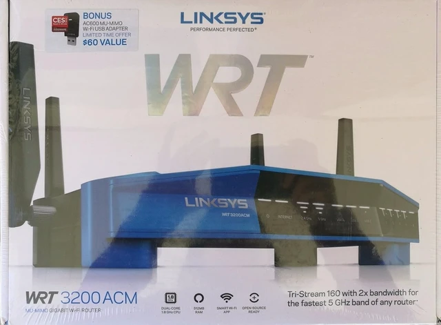 Alt view image 2 of 4 - Linksys WRT3200ACMA-4T Linksys Wi-Fi Router with Bonus AC600 USB Adapter