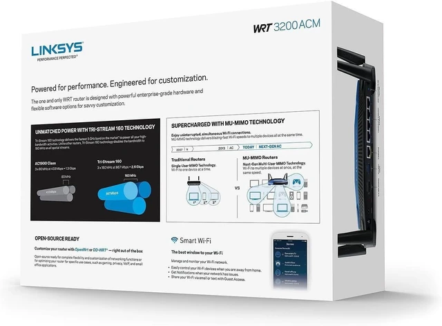 Alt view image 4 of 4 - Linksys WRT3200ACMA-4T Linksys Wi-Fi Router with Bonus AC600 USB Adapter
