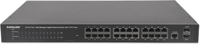 Alt view image 6 of 7 - Intellinet 24-Port Gigabit PoE+ Web-Managed Switch, 2 SFP, 240W PoE Budget