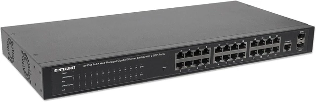 Alt view image 3 of 7 - Intellinet 24-Port Gigabit PoE+ Web-Managed Switch, 2 SFP, 240W PoE Budget