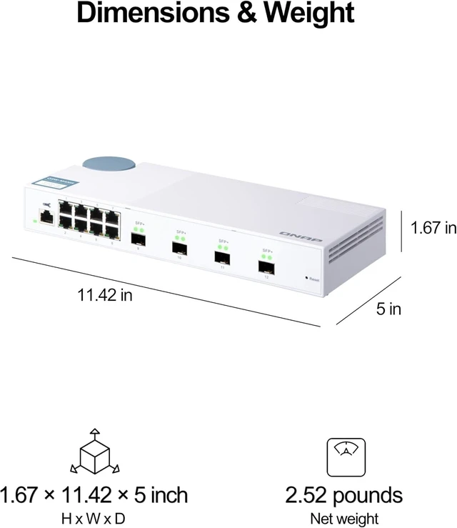 Alt view image 2 of 2 - QNAP QSW-M408S 10GbE Managed Switch, with 4-Port 10G SFP+ and 8-Port Gigabit