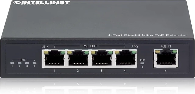 Main image of Intellinet 4-Port Gigabit PoE++ Extender, 90W, 328 Ft Range, Metal