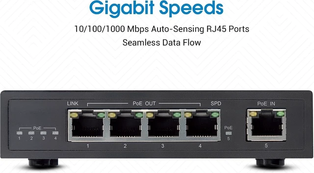 Alt view image 4 of 7 - Intellinet 4-Port Gigabit PoE++ Extender, 90W, 328 Ft Range, Metal
