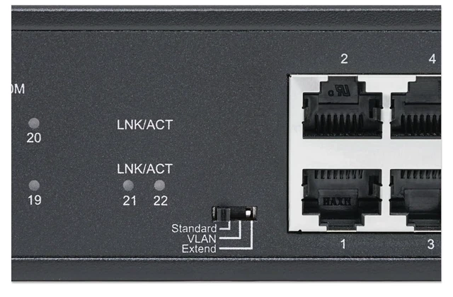 Alt view image 5 of 6 - Intellinet 16 Port PoE+ Ethernet Switch with 4 RJ45 Gigabit and 2 SFP Uplink Ports - 300W Power Budget, Output up to 32W Per Port, Unmanaged, Wall Mountable/Desktop, VLAN Mode-3 Yr Mfg Warranty561419