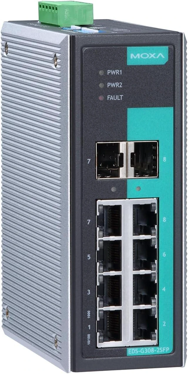Alt view image 2 of 2 - MOXA EDS-G308-2SFP-T Unmanaged Full Gigabit Ethernet Switch with 6 10/100/1000BaseT(X) Ports, 2 Combo 10/100/1000BaseT(X) -40 to 75°C Operating Temperature