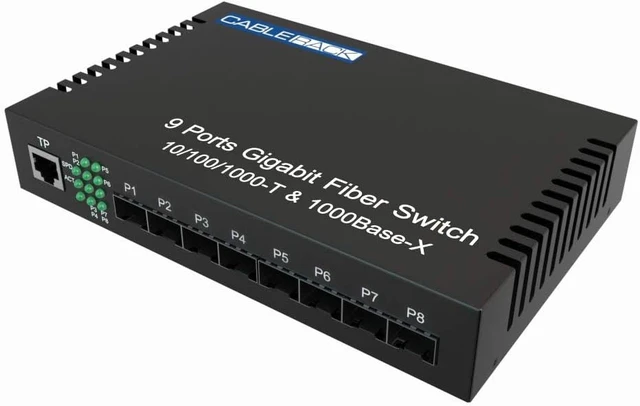 Alt view image 2 of 4 - CableRack 8 Port SFP Unmanaged Ethernet Optical Switch with One Multimode and One Singlemode SFP