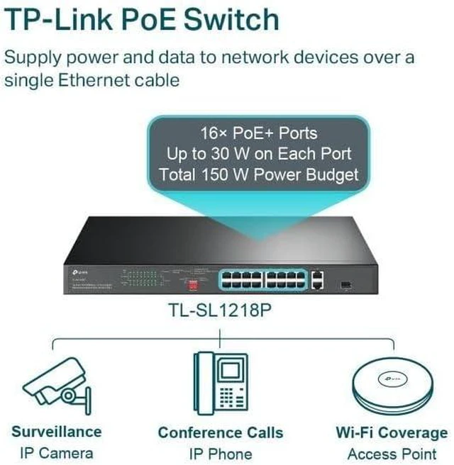 Main image of Switch 16 Port TL-SL1218P GIGA POE+