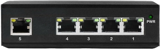 Alt view image 2 of 7 - 5-Port Industrial Unmanaged Gigabit Ethernet DIN-Rail Switch 5 x Gigabit Ethernet Ports IP40 Operating Temperature -40° 75°C (-40° 167°F)