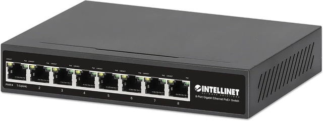 Alt view image 6 of 7 - Intellinet 8-Port Gigabit PoE+ Switch, 60W Budget, VLAN, Extend Mode