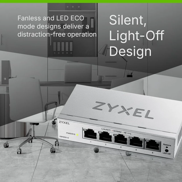 Alt view image 4 of 4 - Zyxel Network Switch 5 Port