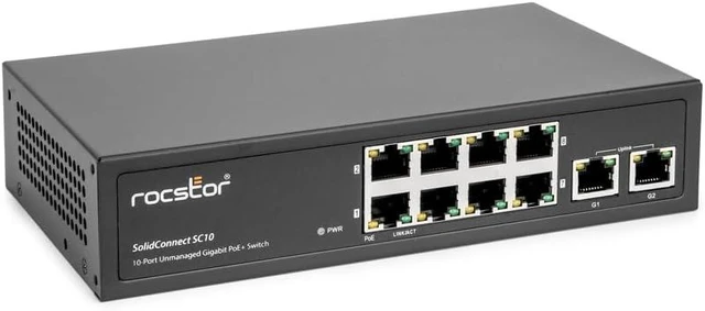 Main image of SolidConnect SC10 10-Port Gigabit Unmanaged Ethernet Switch 8 Port PoE+ & 2 Port Ethernet Uplink - Y10S006-B1