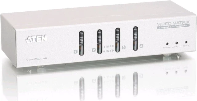 Main image of ATEN 2-Port Video Matrix Switch (2-in, 4-Out) VS0204 (Silver)