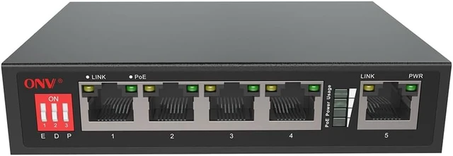 Main image of 4 +1Port POE Smart Switch IEEE802.3af/at PoE Standard 10/100Mbps 10M/250 Meters Transmission, Power Over Ethernet for IP Camera
