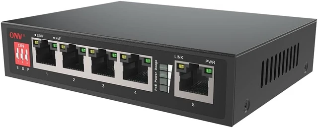 Alt view image 3 of 4 - 4 +1Port POE Smart Switch IEEE802.3af/at PoE Standard 10/100Mbps 10M/250 Meters Transmission, Power Over Ethernet for IP Camera