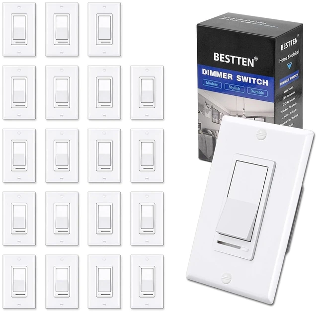 Main image of BESTTEN 20 Bulk Dimmer Light Switch, Single Pole or 3 Way LED Dimmer Switch