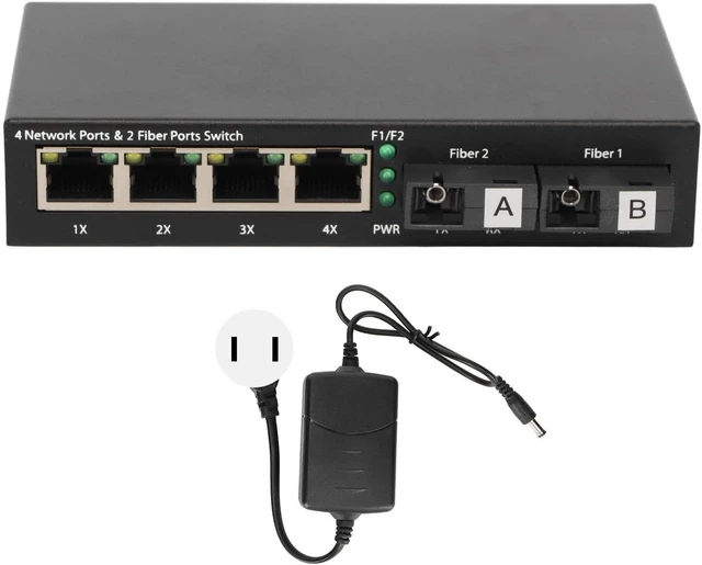 Alt view image 5 of 7 - Keenso 10 100 1000Mbps Ethernet Switch Optical Network Fiber Converter for Long Distance Connection, LED Indicator Included (US Plug)