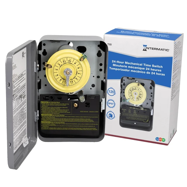 Main image of Intermatic T101 24-Hour Mechanical Timer Switch, 120V SPST 40A, Indoor