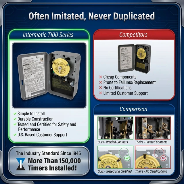 Alt view image 3 of 5 - Intermatic T101 24-Hour Mechanical Timer Switch, 120V SPST 40A, Indoor