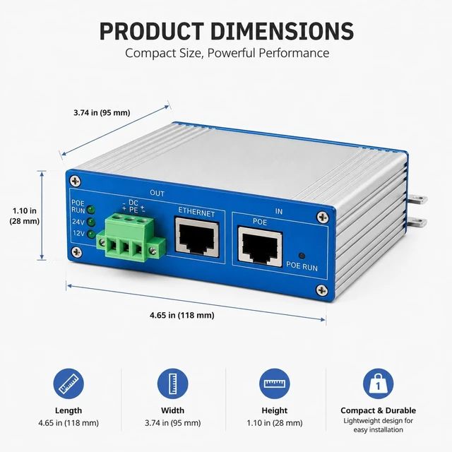 Alt view image 4 of 5 - Encased 60W Gigabit PoE Splitter