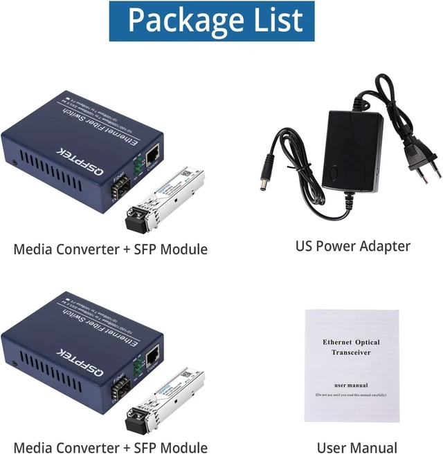 Alt view image 7 of 7 - Gigabit Ethernet Media Converter, 10/100/1000Mbps, A Pair