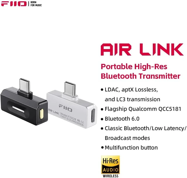 Alt view image 2 of 7 - FiiO Air Link USB-C Bluetooth 6.0 Audio Adapter (Black)