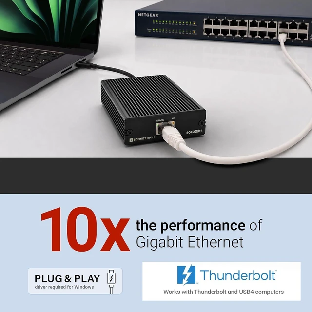 Alt view image 4 of 7 - Sonnet Solo10G T5 Thunderbolt 5/4 & USB4 10GbE RJ45 Ethernet Adapter