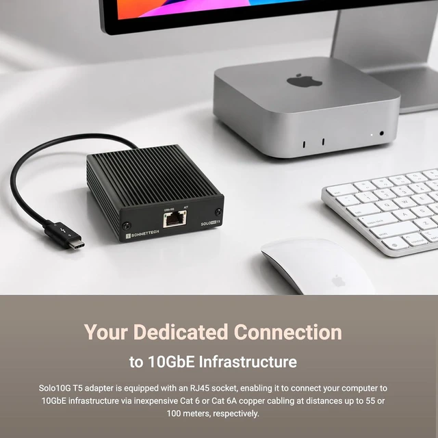Alt view image 6 of 7 - Sonnet Solo10G T5 Thunderbolt 5/4 & USB4 10GbE RJ45 Ethernet Adapter
