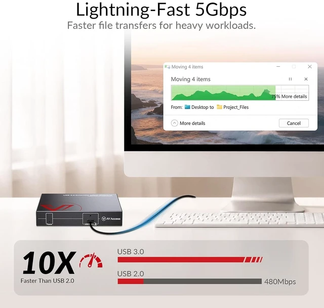 AV Access USB 3.0 Extender Over Ethernet Cat6/Cat7 330ft (100m), 5Gbps ...