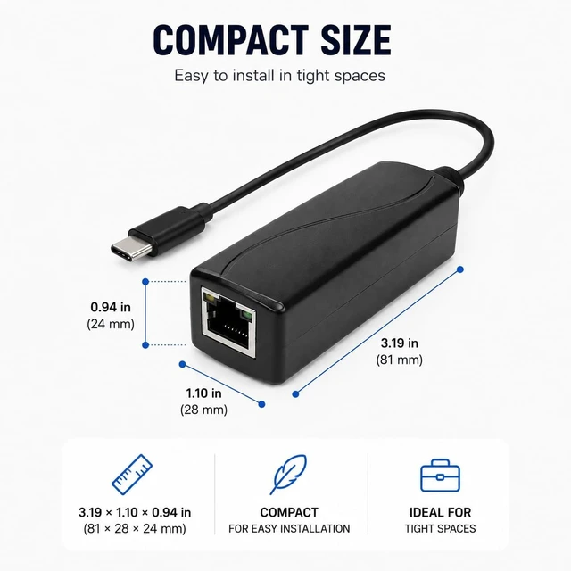 Alt view image 4 of 5 - Encased PoE to USB-C Adapter, Gigabit Ethernet Network & Power Converter, 5V/2A 10W Output