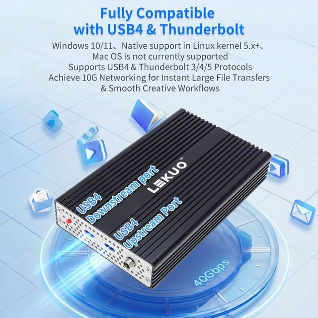 Alt view image 6 of 7 - IO CREST USB4 Type-C to Dual 10GbE SFP+ Network Adapter, Dual 10G Fiber Ethernet Adapter, Compatible with Thunderbolt 3/4/5, RTL8127ATF, 16KB Jumbo Frames, Windows & Linux