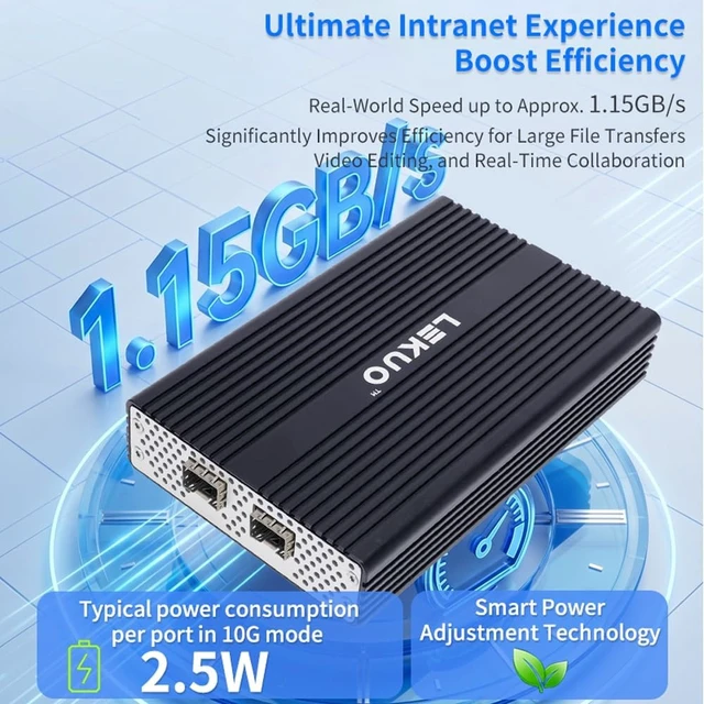 Alt view image 7 of 7 - IO CREST USB4 Type-C to Dual 10GbE SFP+ Network Adapter, Dual 10G Fiber Ethernet Adapter, Compatible with Thunderbolt 3/4/5, RTL8127ATF, 16KB Jumbo Frames, Windows & Linux