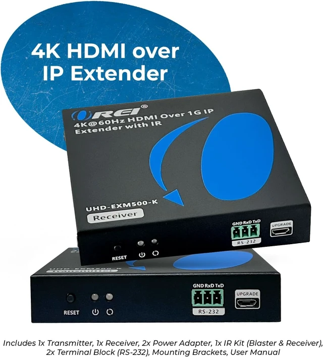 Alt view image 2 of 7 - OREI HDMI Over IP Extender 4K@60Hz 500ft Loop Out 1G HDCP 1.4, One-Way IR