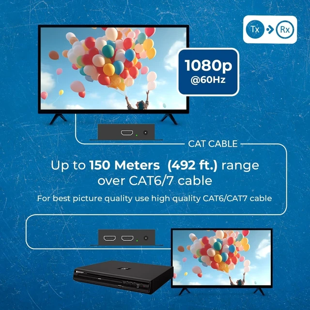 Alt view image 4 of 7 - OREI HDMI Over Ethernet Extender with HDMI Loop Out 492ft, 2-Way IR, PCM2.0