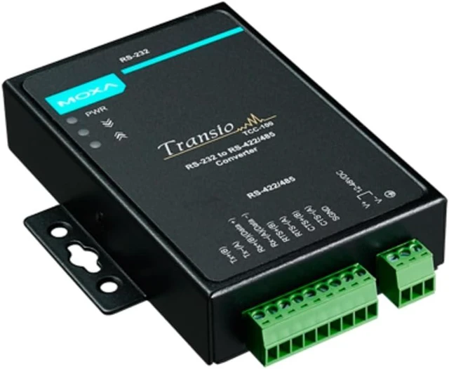 Main image of Moxa (TCC-100I Din-Rail Mountable RS-232 to RS-422/485 Converter, Embedded Surge Protection (16KV ESD), with Isolation Protection (2KV)