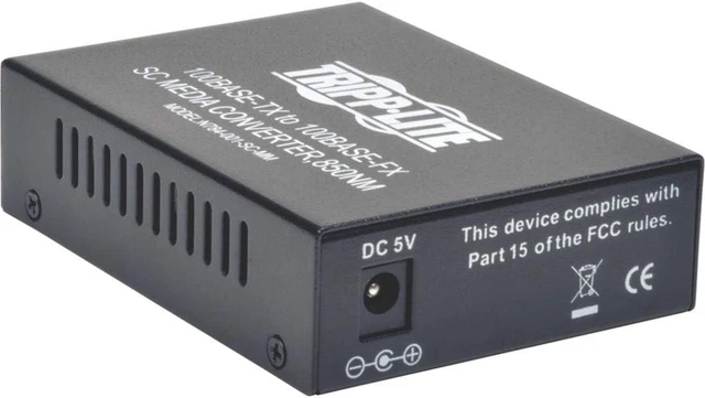 Main image of TRIPP LITE Network Copper RJ45 Ethernet to Fiber SC Duplex Multimode Extender Media Converter, 1310nm Wavelength, 10/100 FX/TX, Extend up to 1.2 Miles / 2 Kilometers, 2-Year Warranty (N784-001-SC)