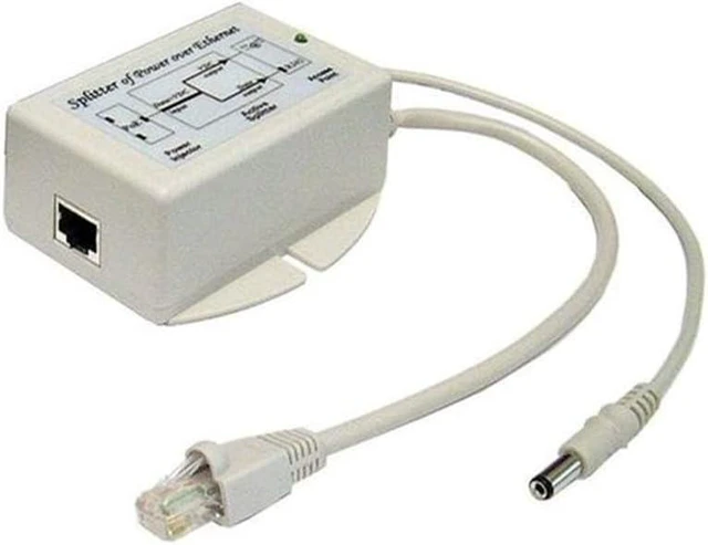 Main image of 40-60VDC 802.3at POE Input, 12VDC @ 25W Output, Gigabit POE Splitter/Voltage Converter, -40 to +70C, 14" Cable with 5.5/2.1mm DC Barrel, Isolated Input/Output