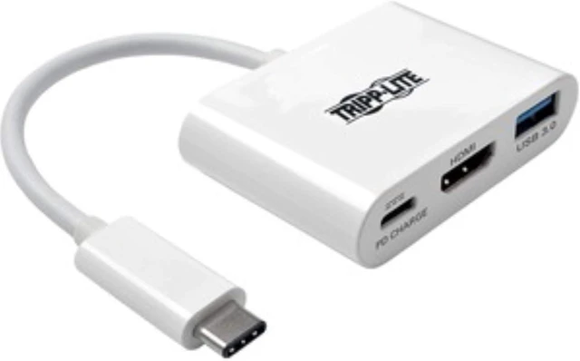 Main image of Tripp Lite USB-C Multiport Video Adapter Converter, 4K @ 30Hz HDMI, USB-A 3.2 Gen 1 Hub, 60W USB-C PD Charging, Thunderbolt 3 Compatible, 3-Year Warranty (U444-06N-H4U-C)